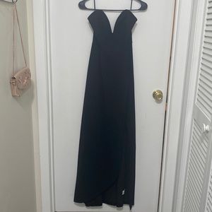 black strapless leg slit maxi dress size M